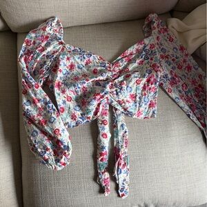 Zara Floral Puff Sleeve Blouse - Multicolor